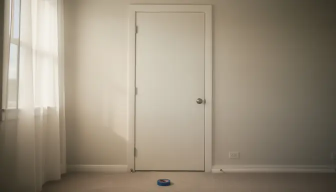 Freshly painted white doorframe in an empty suburban bedroom with afternoon light